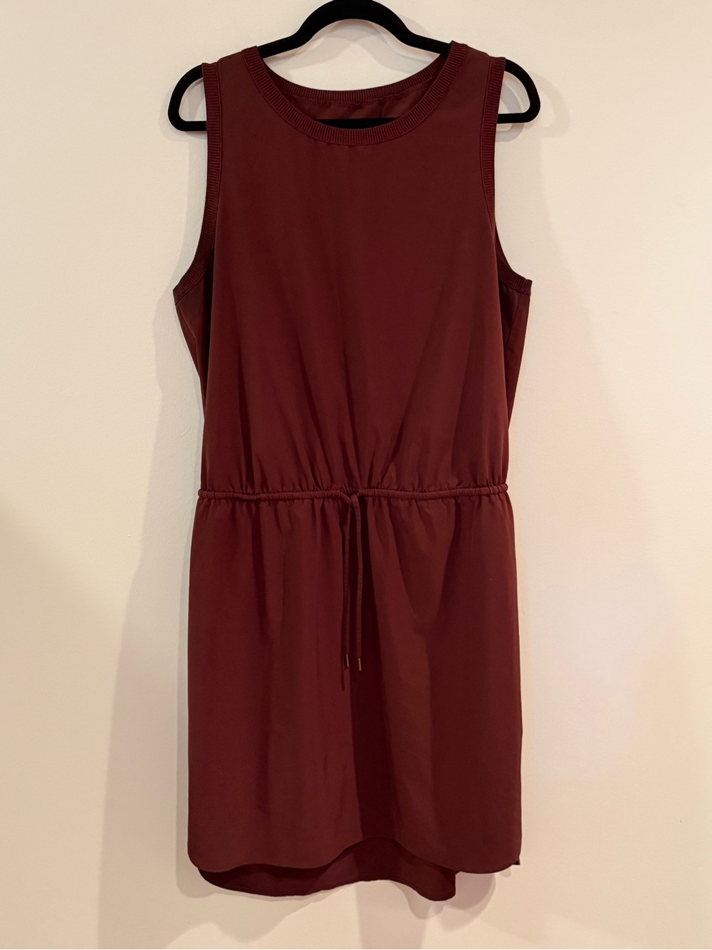 Athleta Maroon Sleeveless Drawstring Mini Dress